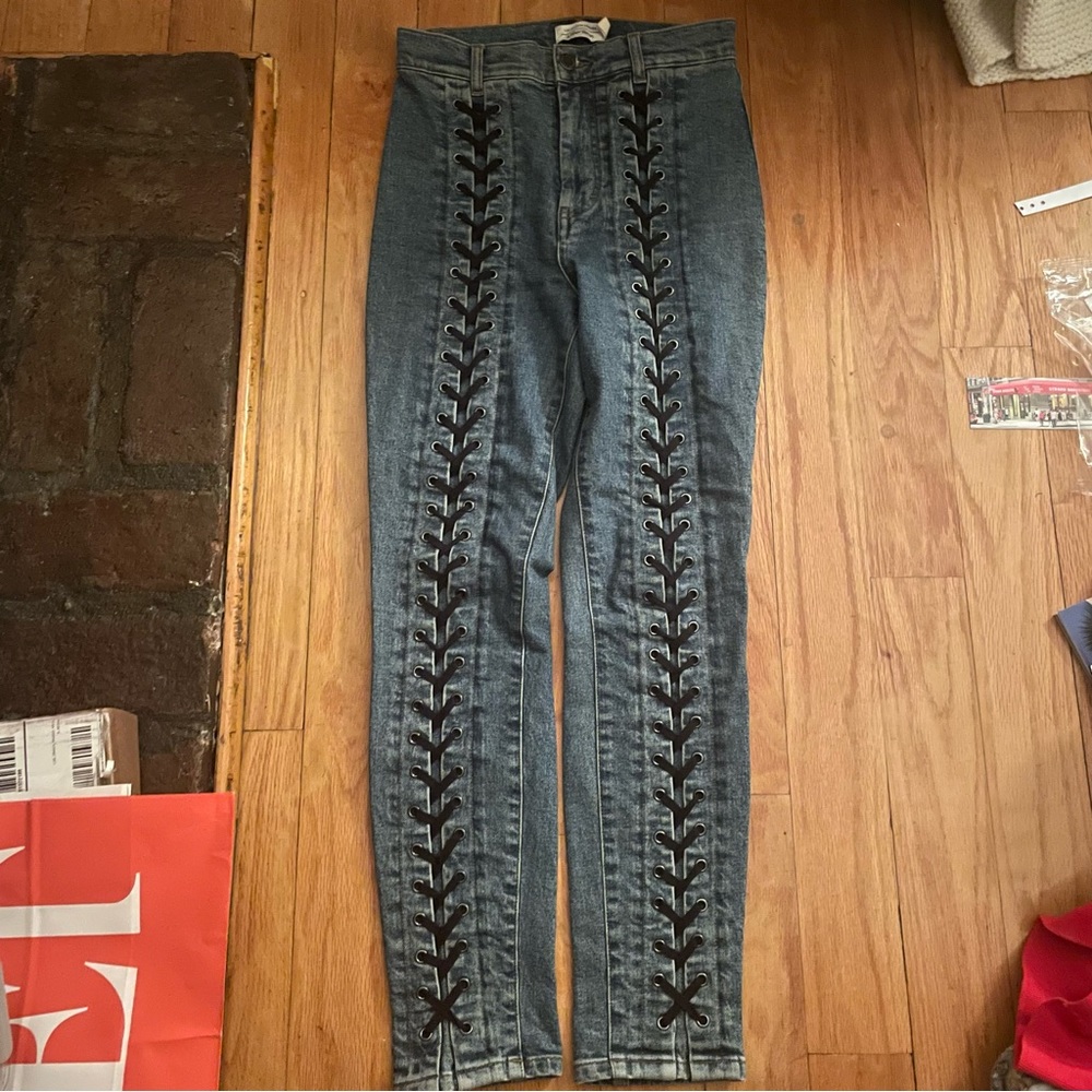 & other stories lace up skinny jeans